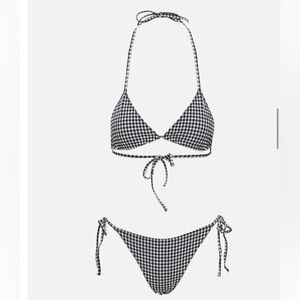 BNWT hunza G Gingham Seersucker Sabrina Bikini set